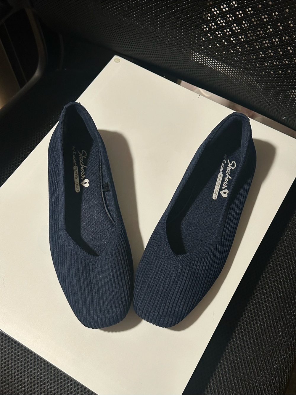 Skechers Navy Slip-On Knit Ballet Flats